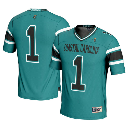 #1 Coastal Carolina Chanticleers GameDay Greats Football Jersey - Teal | Stitched College Jersey TJS74901
