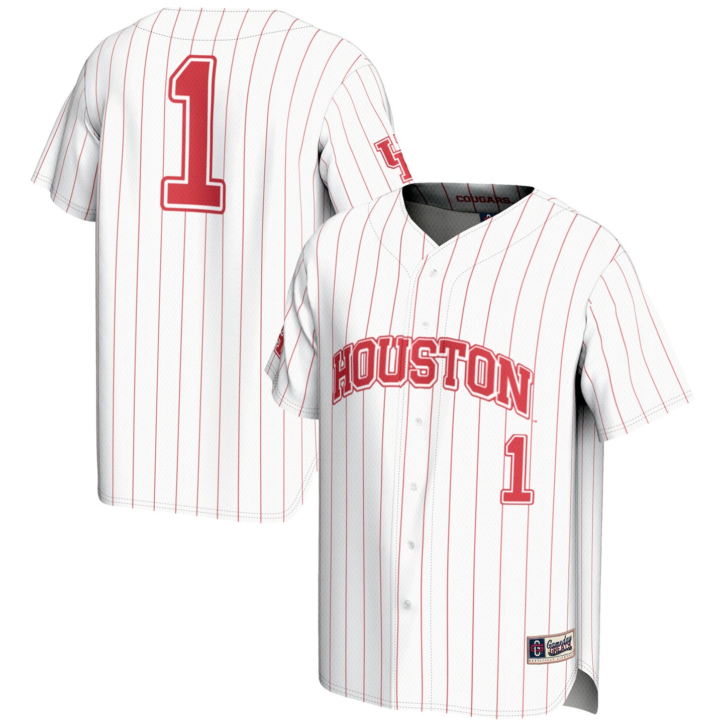 #1 Houston Cougars GameDay Greats Lightweight Baseball Jersey - White | Stitched College Jersey TJS74746
