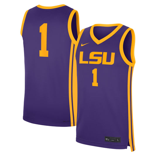 #1 LSU Tigers Road Replica Jersey - Purple | Stitched College Jersey TJS74974