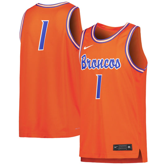 #1 Boise State Broncos Replica Basketball Jersey - Orange | Stitched College Jersey TJS74963