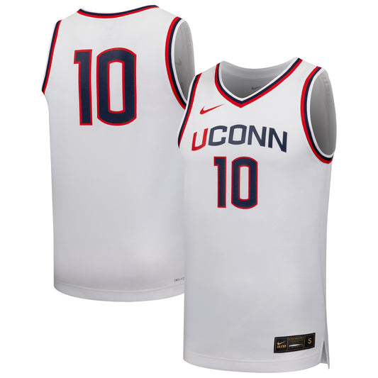 #10 UConn Huskies Unisex Replica Basketball Jersey - White | Stitched College Jersey TJS74813