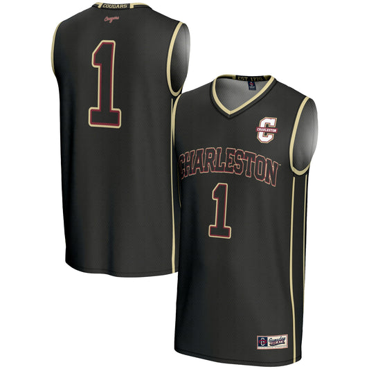 Charleston Cougars GameDay Greats Unisex #1 Basketball Jersey - Black | Stitched College Jersey TJS74923