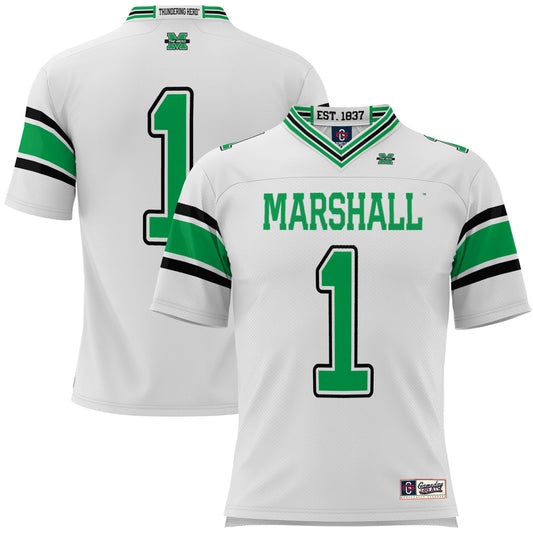 #1 Marshall Thundering Herd GameDay Greats Football Jersey - White | Stitched College Jersey TJS74820