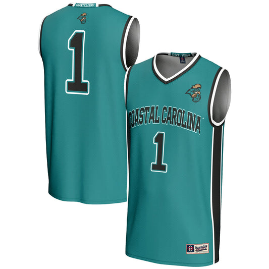 #1 Coastal Carolina Chanticleers GameDay Greats Lightweight Basketball Jersey - Light Blue | Stitched College Jersey TJS75002