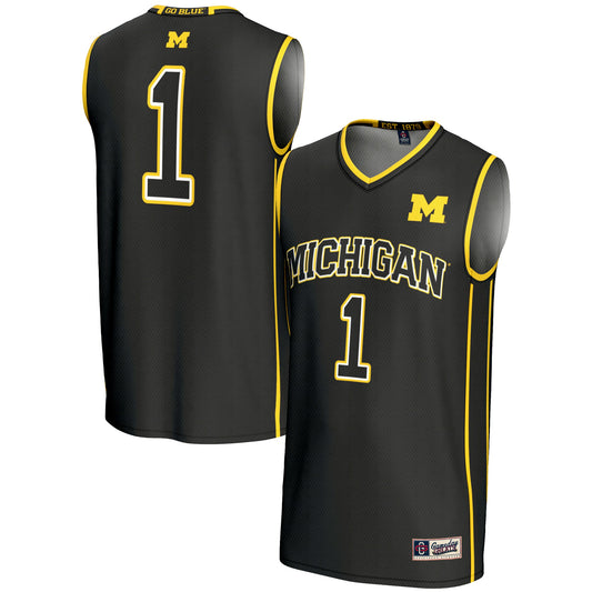 #1 Michigan Wolverines GameDay Greats Unisex Lightweight Basketball Jersey - Black | Stitched College Jersey TJS74694