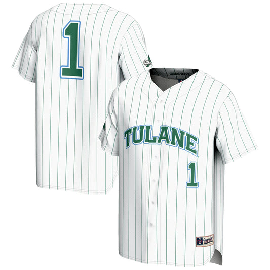 #1 Tulane Green Wave GameDay Greats Lightweight Baseball Jersey - White | Stitched College Jersey TJS74725