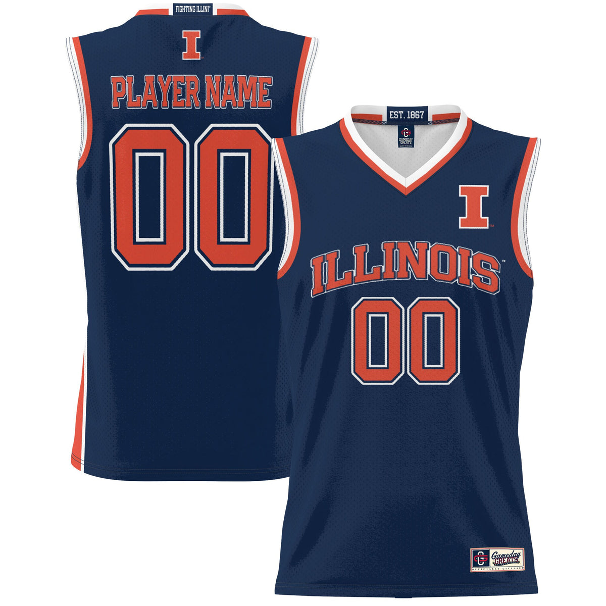 Illinois Fighting Illini GameDay Greats Unisex Lightweight Pick-A-Player Men's Basketball Jersey - Navy | Stitched College Jersey TJS74740