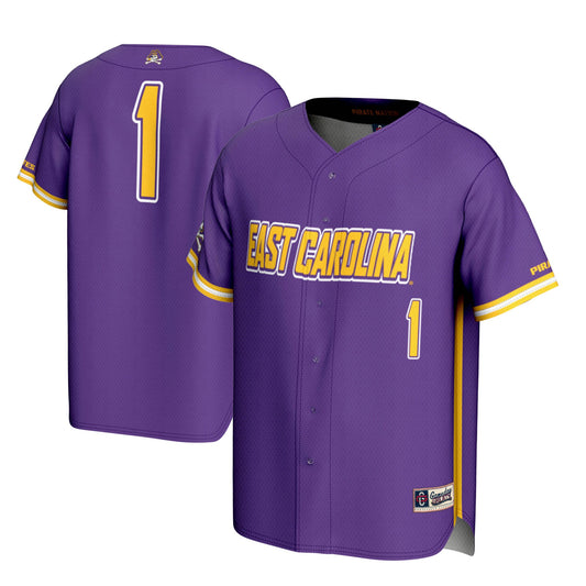 #1 ECU Pirates GameDay Greats Lightweight Baseball Jersey - Purple | Stitched College Jersey TJS74970