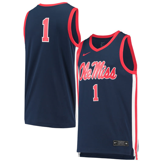 #1 Ole Miss Rebels Replica Basketball Jersey - Navy | Stitched College Jersey TJS74625