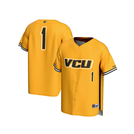 #1 VCU Rams GameDay Greats Unisex Lightweight Baseball Fashion Jersey - Gold | Stitched College Jersey TJS75046
