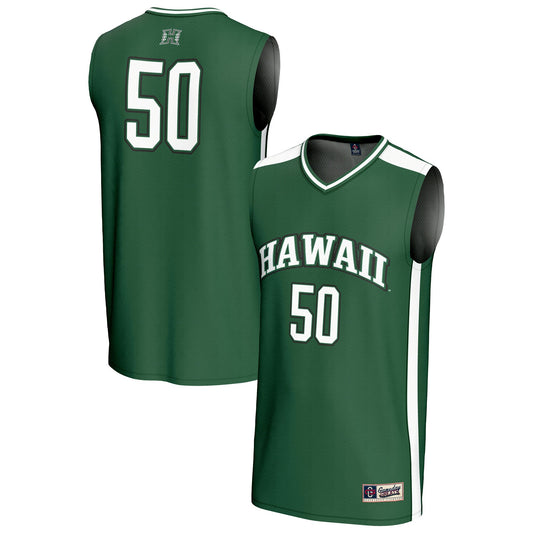#50 Hawaii Rainbow Warriors GameDay Greats Unisex Lightweight Collegiate Basketball Fashion Jersey - Green | Stitched College Jersey TJS75514