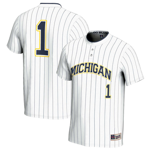 #1 Michigan Wolverines GameDay Greats Unisex Lightweight Softball Jersey - White | Stitched College Jersey TJS75447