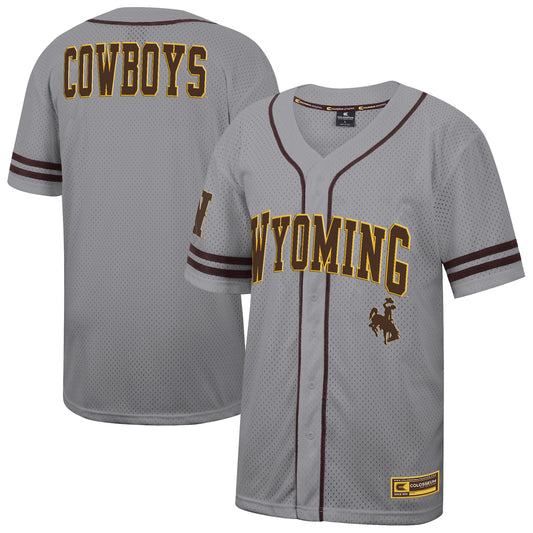 Wyoming Cowboys Colosseum Free Spirited Baseball Jersey - Gray | Stitched College Jersey TJS75327