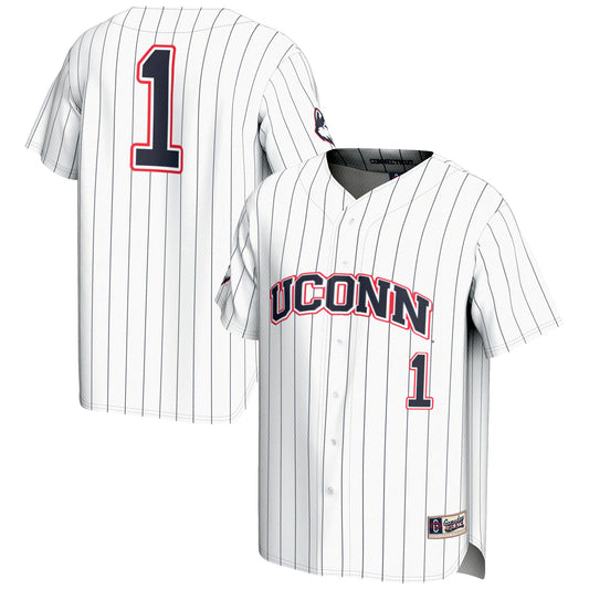 #1 UConn Huskies GameDay Greats Lightweight Baseball Jersey - White | Stitched College Jersey TJS75080