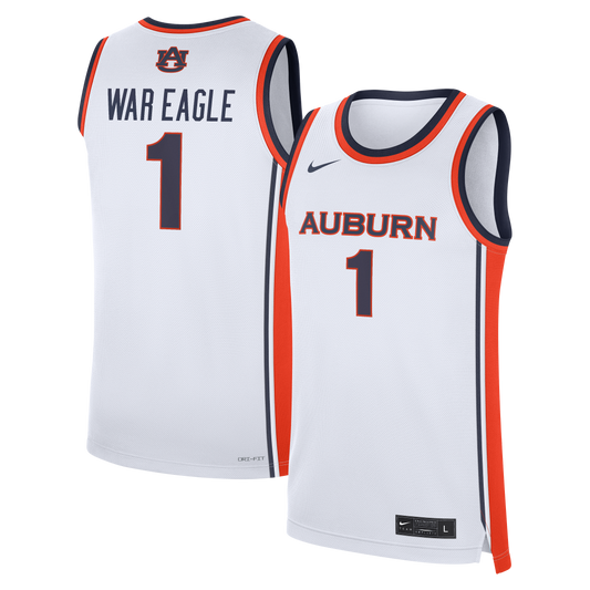 Auburn Tigers #1 Home War Eagle Replica Basketball Jersey - White | Stitched College Jersey TJS75100