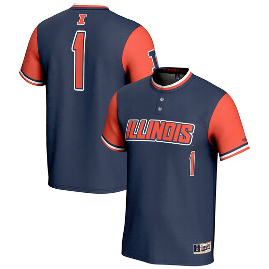 #1 Illinois Fighting Illini GameDay Greats Unisex Lightweight Softball Jersey - Navy | Stitched College Jersey TJS75091