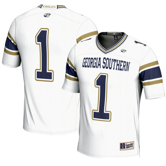 #1 Georgia Southern Eagles GameDay Greats Endzone Football Jersey - White | Stitched College Jersey TJS75051