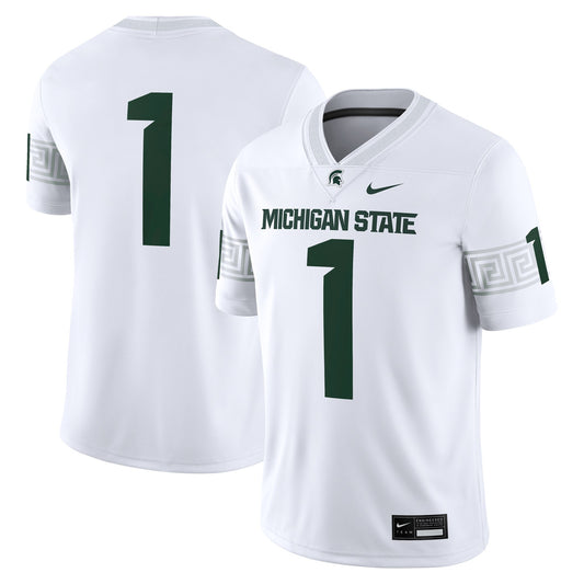#1 Michigan State Spartans Game Jersey - White | Stitched College Jersey TJS75263