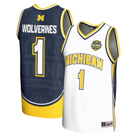 Michigan Wolverines GameDay Greats Unisex 2026 NCAA Men's Basketball National Champions #1 Commemorative Fashion Jersey - White | Stitched College Jersey TJS75210