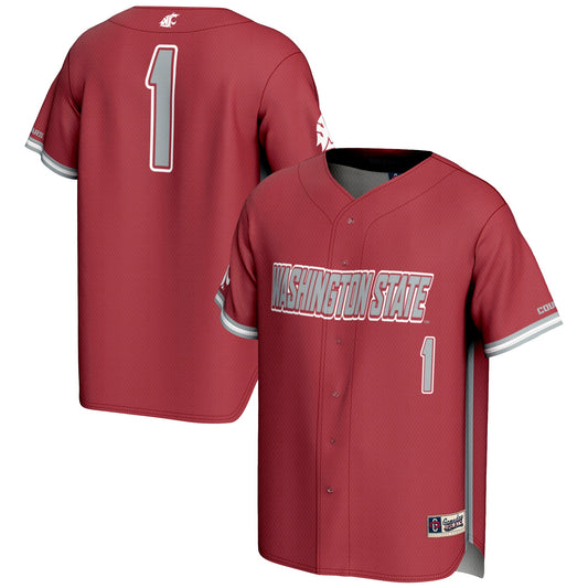 #1 Washington State Cougars GameDay Greats Lightweight Baseball Jersey - Crimson | Stitched College Jersey TJS75293