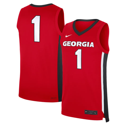 #1 Georgia Bulldogs Road Replica Jersey - Red | Stitched College Jersey TJS75324