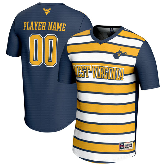 West Virginia Mountaineers GameDay Greats Unisex Collegiate Men's Soccer Pick-A-Player Fashion Jersey - Navy/Gold | Stitched College Jersey TJS75484