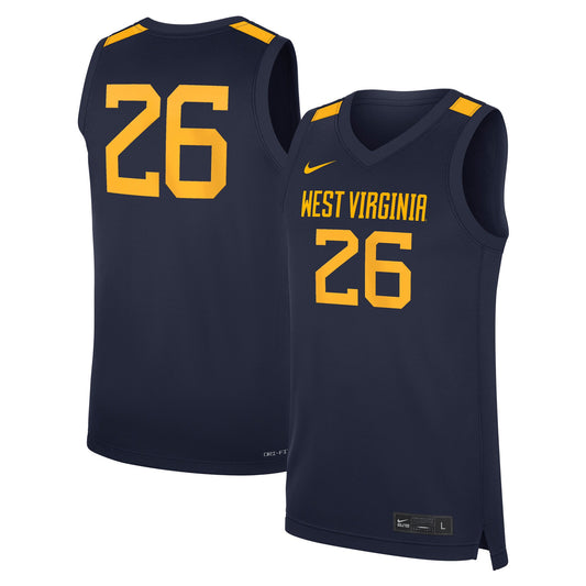 #26 West Virginia Mountaineers Road Replica Basketball Jersey - Navy | Stitched College Jersey TJS75341