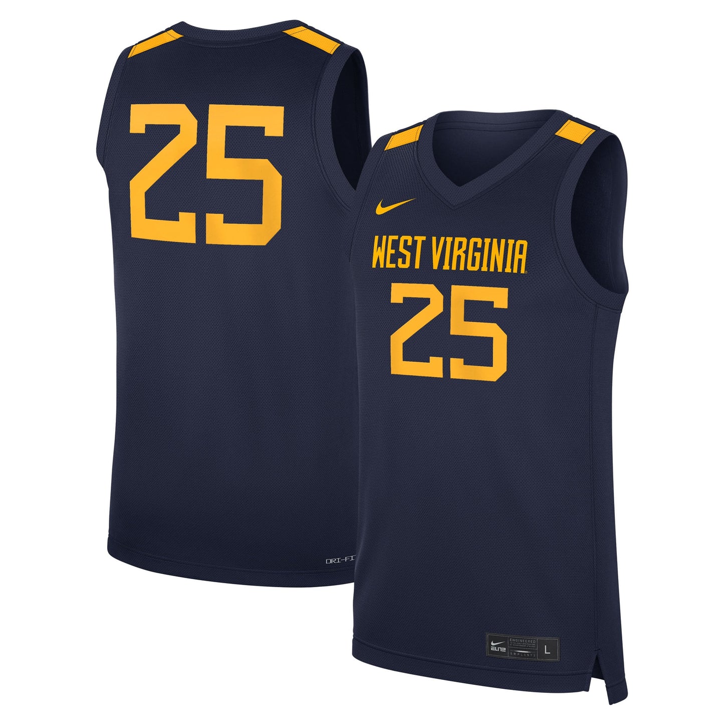 #25 West Virginia Mountaineers Road Replica Basketball Jersey - Navy | Stitched College Jersey TJS75490