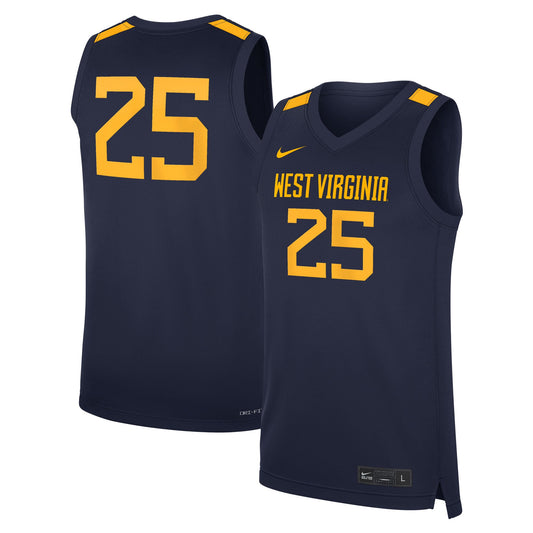 #25 West Virginia Mountaineers Road Replica Basketball Jersey - Navy | Stitched College Jersey TJS75490