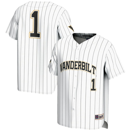 #1 Vanderbilt Commodores GameDay Greats Lightweight Baseball Jersey - White | Stitched College Jersey TJS75351