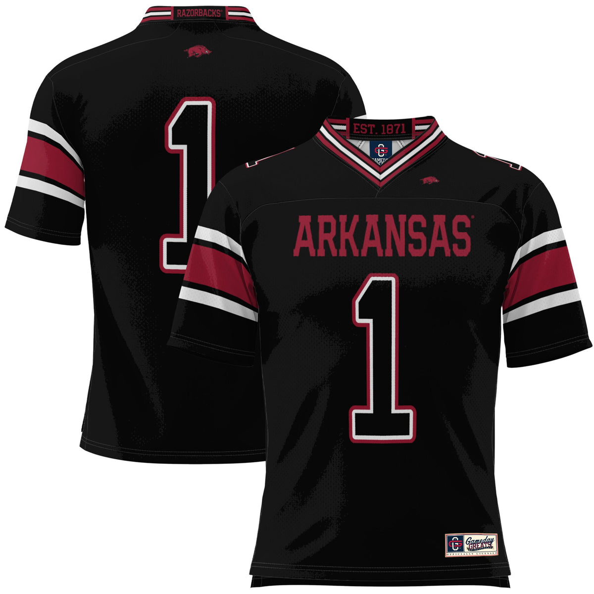 #1 Arkansas Razorbacks GameDay Greats Football Jersey - Black | Stitched College Jersey TJS75470