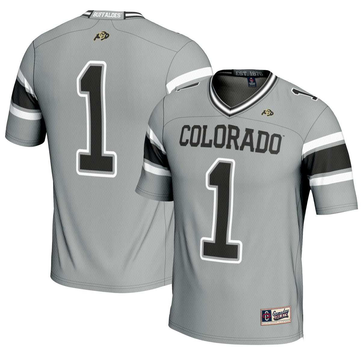 #1 Colorado Buffaloes GameDay Greats Endzone Football Jersey - Gray | Stitched College Jersey TJS75380