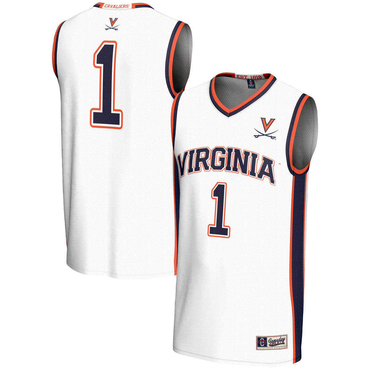#1 Virginia Cavaliers GameDay Greats Lightweight Basketball Jersey - White | Stitched College Jersey TJS75599