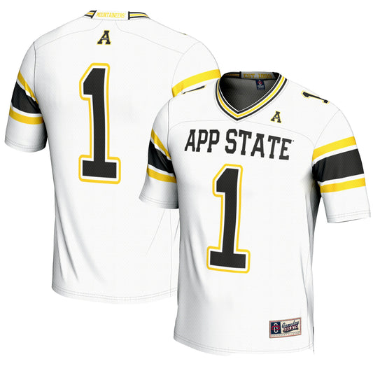#1 Appalachian State Mountaineers GameDay Greats Endzone Football Jersey - White | Stitched College Jersey TJS75598