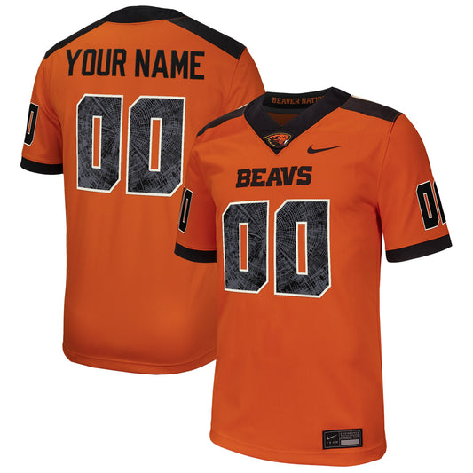 Oregon State Beavers Custom Football Game Jersey - Orange | Stitched College Jersey TJS75995