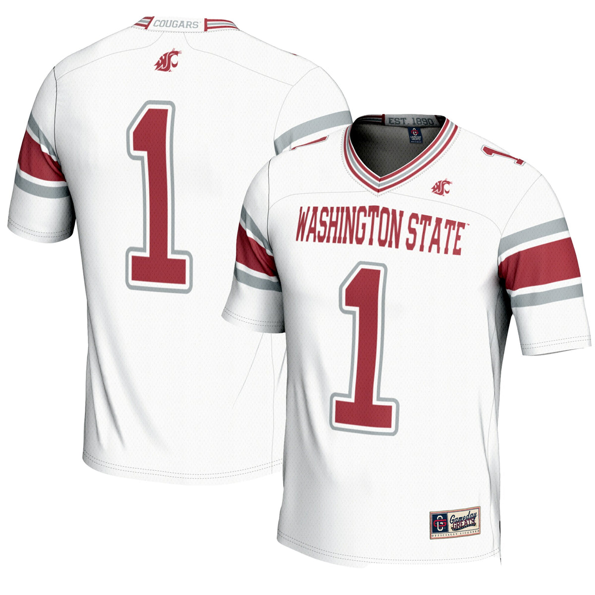 #1 Washington State Cougars GameDay Greats Endzone Football Jersey - White | Stitched College Jersey TJS76019