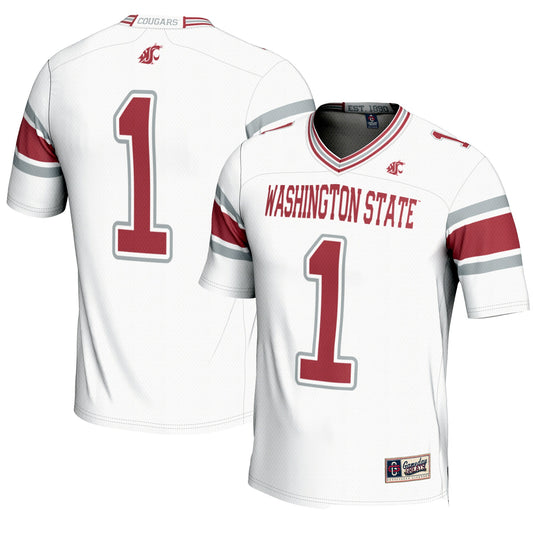 #1 Washington State Cougars GameDay Greats Endzone Football Jersey - White | Stitched College Jersey TJS76019