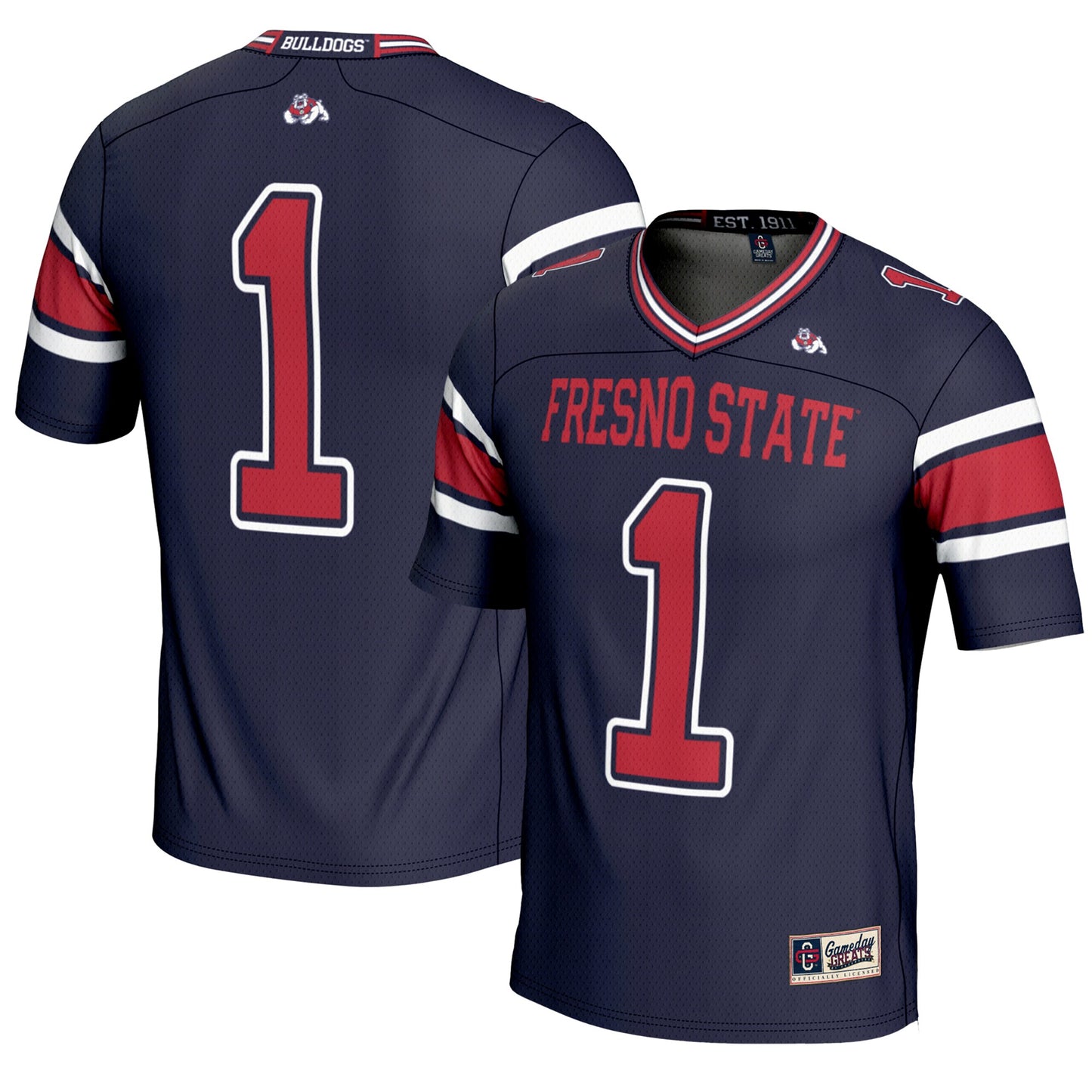 #1 Fresno State Bulldogs GameDay Greats Endzone Football Jersey - Navy | Stitched College Jersey TJS75808