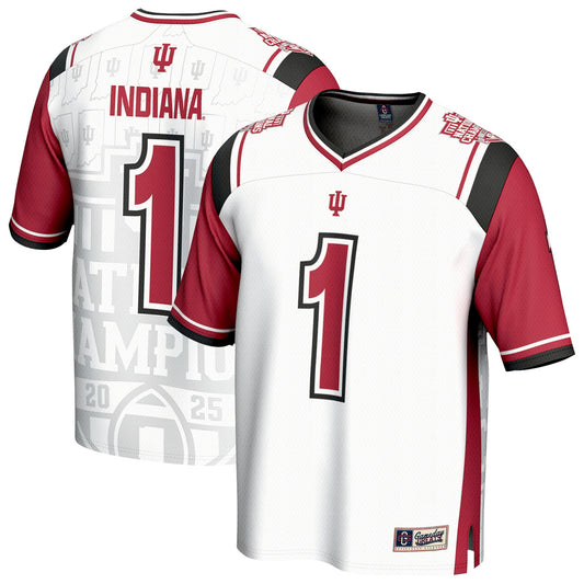 #1 Indiana Hoosiers GameDay Greats Unisex College Football Playoff 2025 National Champions Commemorative Fashion Jersey - White | Stitched College Jersey TJS75681