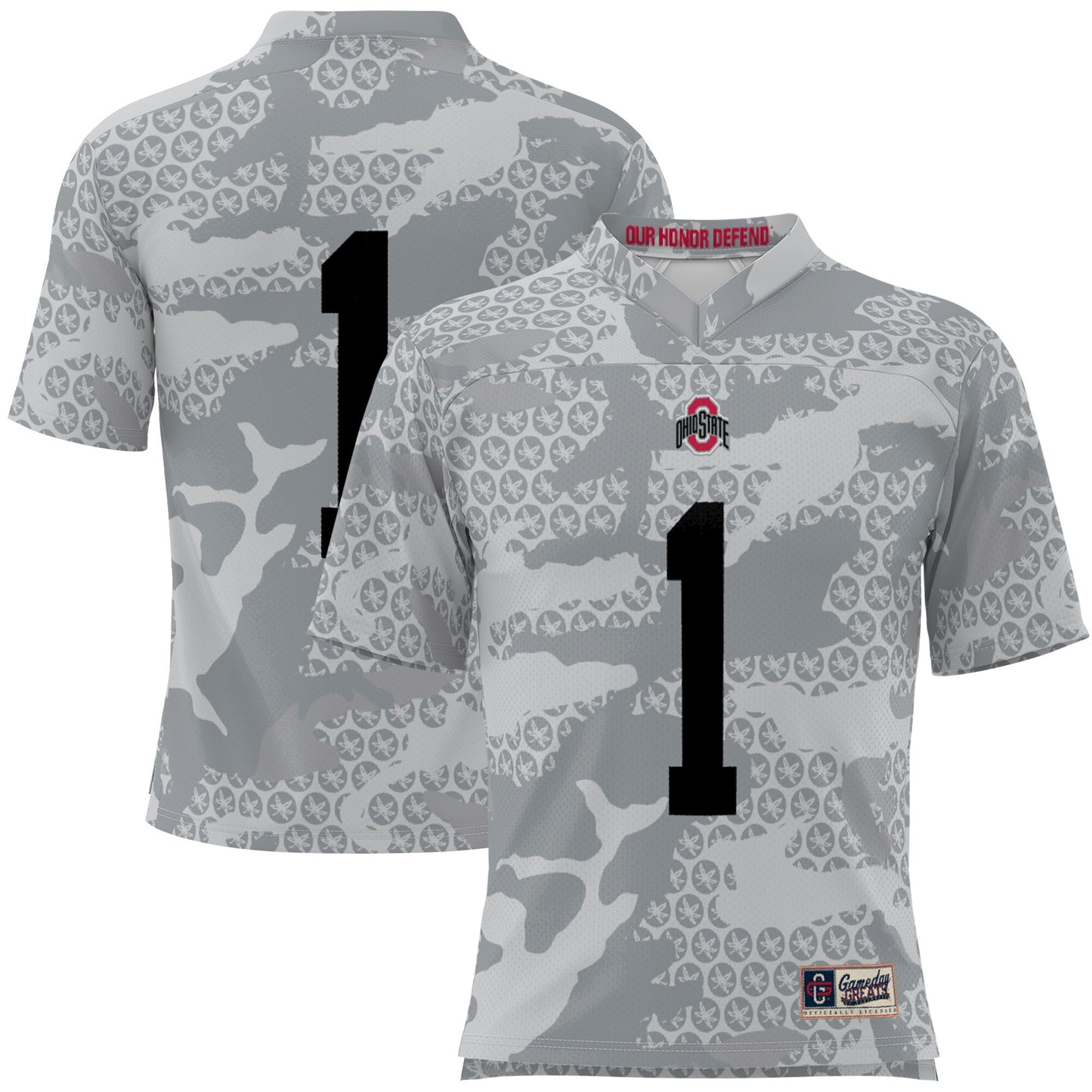 #1 Ohio State Buckeyes GameDay Greats Camo Football Jersey - Gray | Stitched College Jersey TJS75627