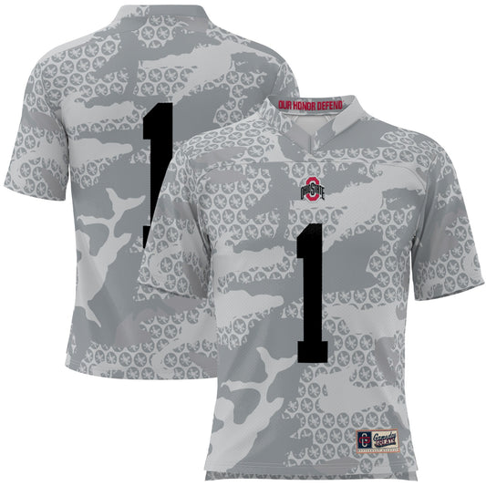 #1 Ohio State Buckeyes GameDay Greats Camo Football Jersey - Gray | Stitched College Jersey TJS75627