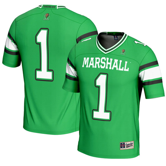 #1 Marshall Thundering Herd GameDay Greats Endzone Football Jersey - Kelly Green | Stitched College Jersey TJS75730