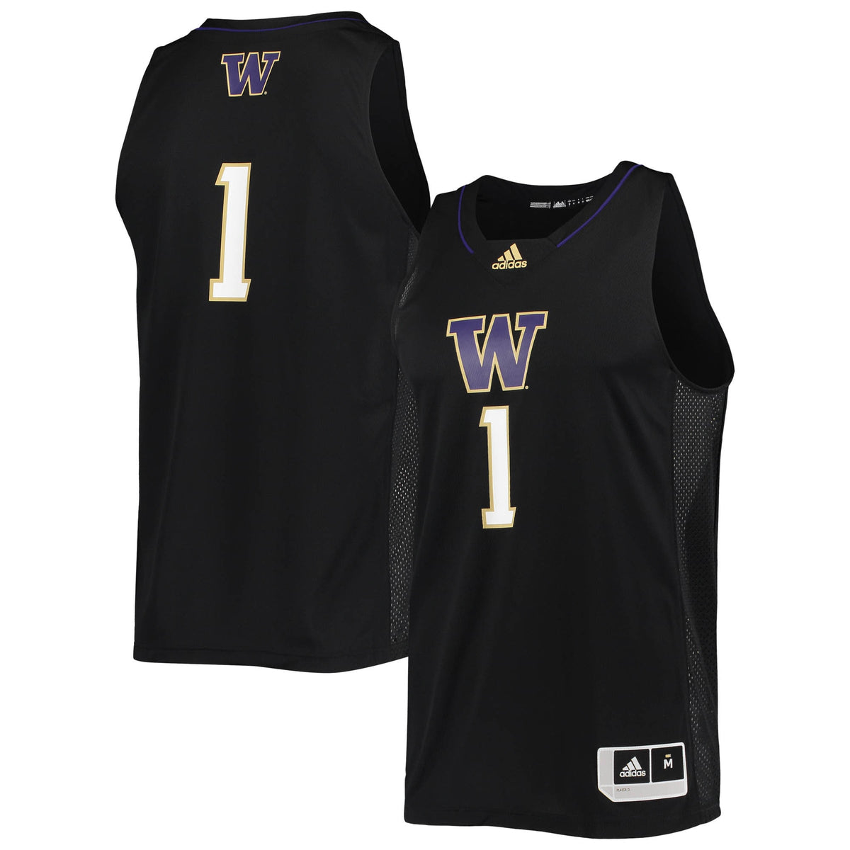 #1 Washington Huskies Swingman Basketball Jersey - Black | Stitched College Jersey TJS76010