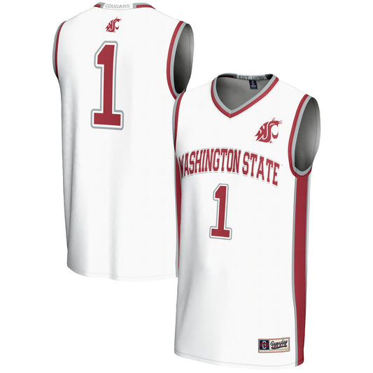 #1 Washington State Cougars GameDay Greats Lightweight Basketball Jersey - White | Stitched College Jersey TJS76007