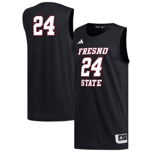 #24 Fresno State Bulldogs Replica Basketball Jersey - Black | Stitched College Jersey TJS75791