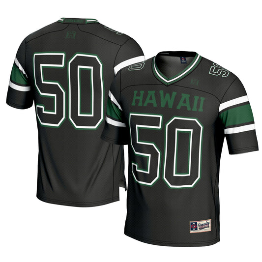 #1 Hawaii Rainbow Warriors GameDay Greats Football Jersey - Black | Stitched College Jersey TJS75688