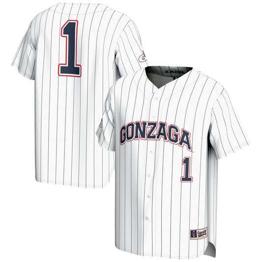 #1 Gonzaga Bulldogs GameDay Greats Lightweight Baseball Jersey - White | Stitched College Jersey TJS75715