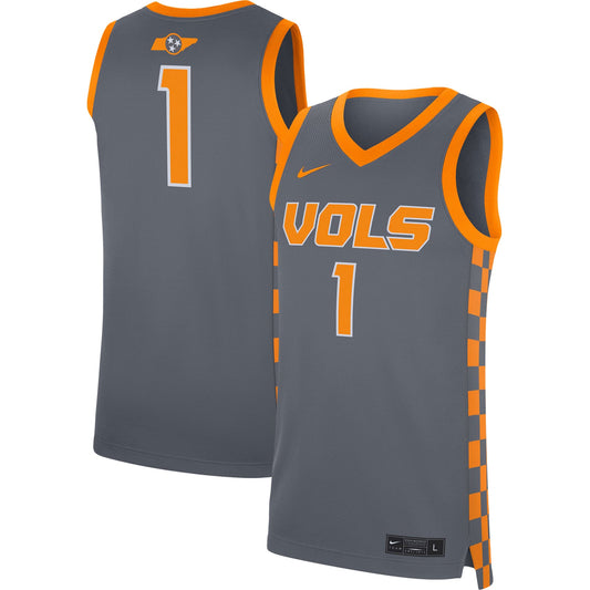 #1 Tennessee Volunteers Replica Jersey - Gray | Stitched College Jersey TJS75967