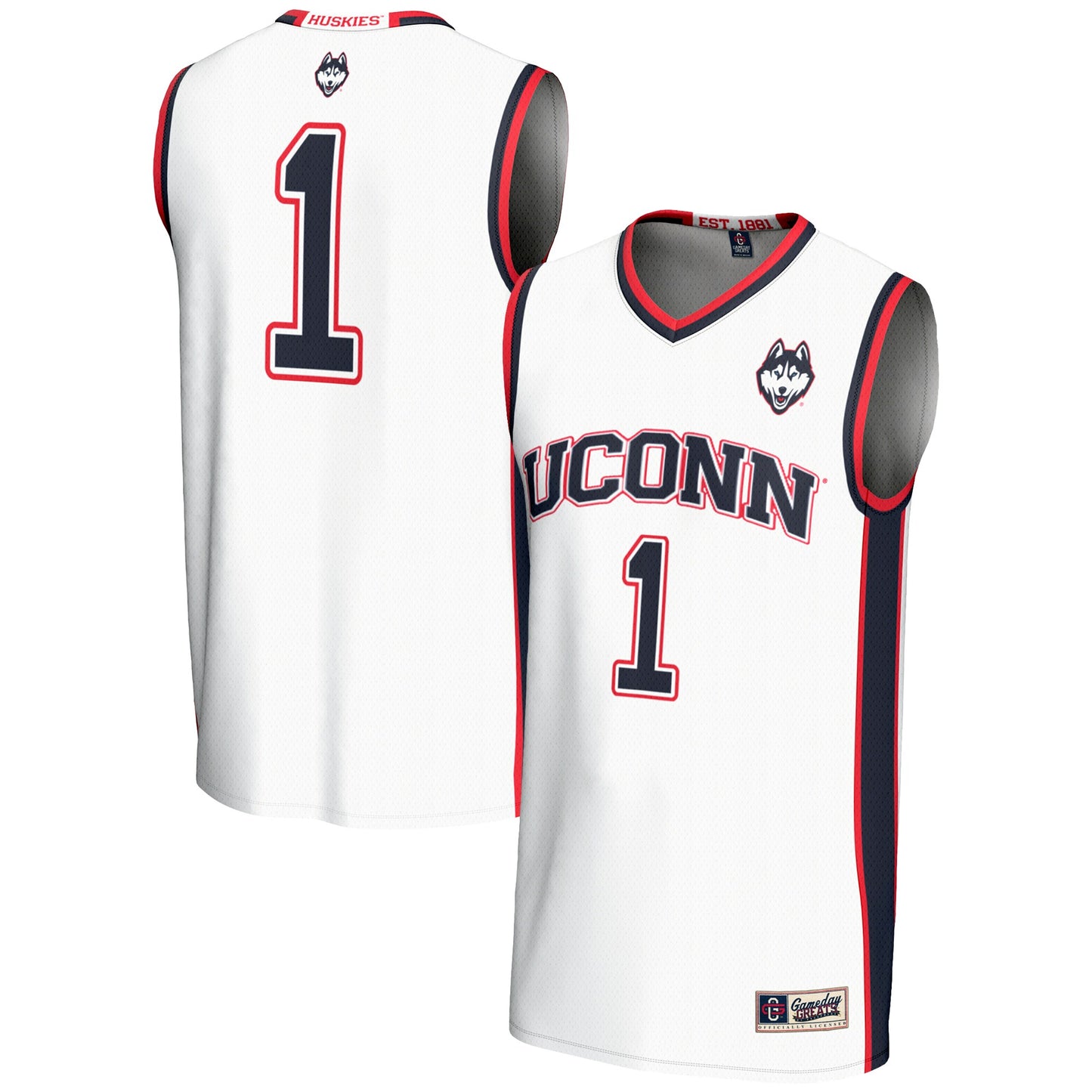 #1 UConn Huskies GameDay Greats Lightweight Basketball Jersey - White | Stitched College Jersey TJS75815