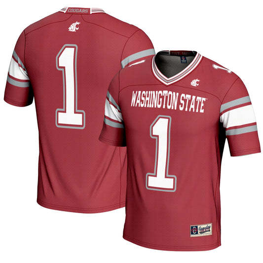 #1 Washington State Cougars GameDay Greats Endzone Football Jersey - Crimson | Stitched College Jersey TJS75665